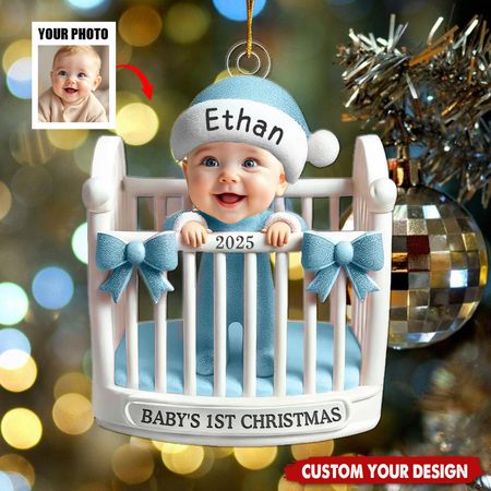 Personalized Baby's 1st Christmas Ornament - Customizable with Your Baby's Photo and Name